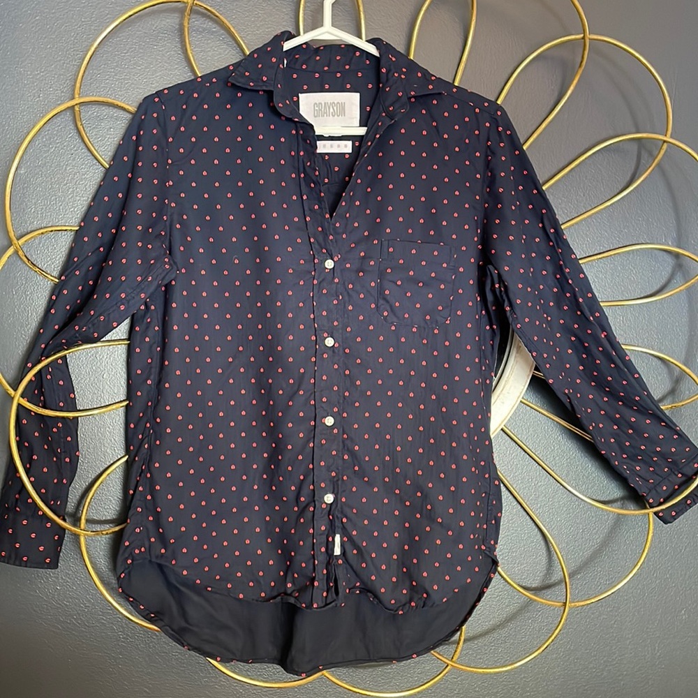 GRAYSON The Hero Button-Up Navy Ladybug Shirt